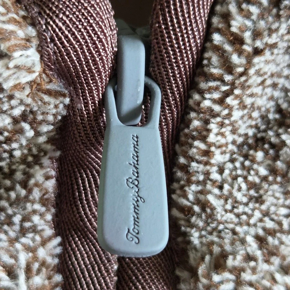 Tommy Bahama‎ Mens Brown Marl High Pile Fleece Quarter Zip Pullover XL Pockets
